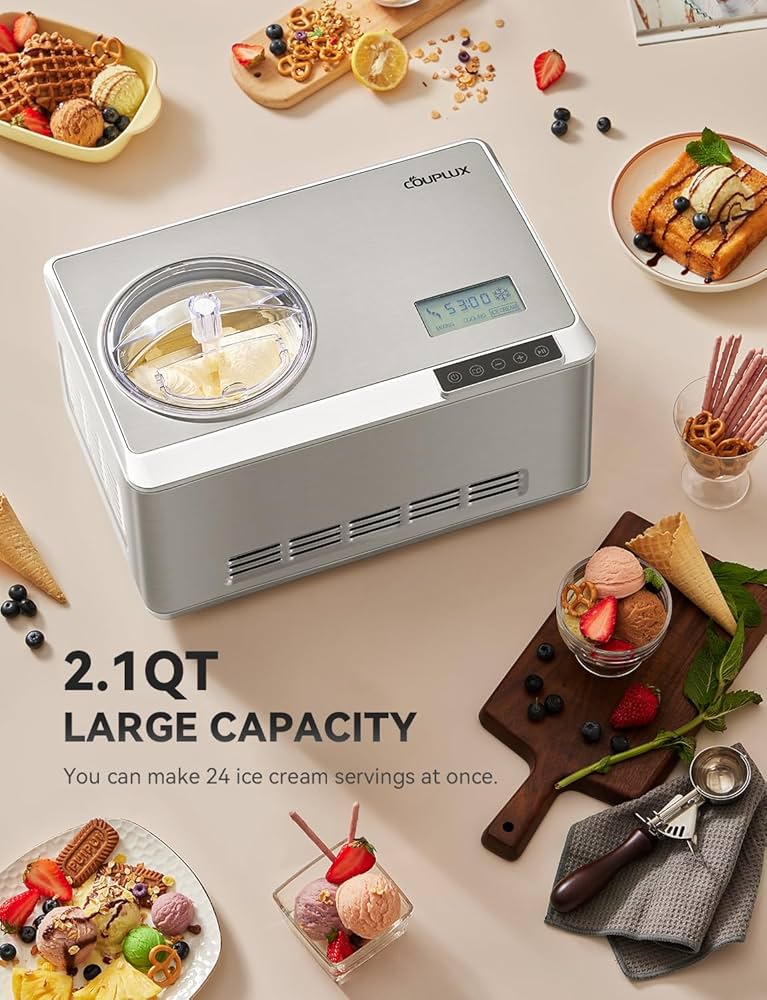 【新品・送料無料】COUPLUXアイスクリームメーカー 2.5リットル Amazon.com: COUPLUX Ice Cream Maker 2.64 Qt, Largest